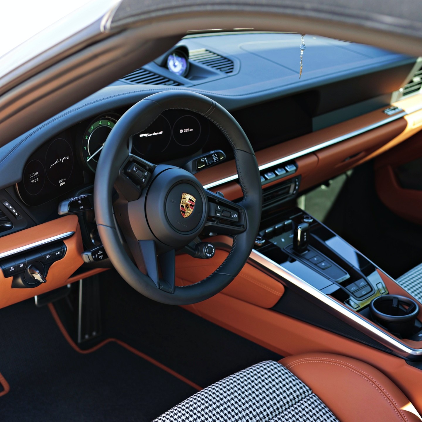 Detailed tan and black interior