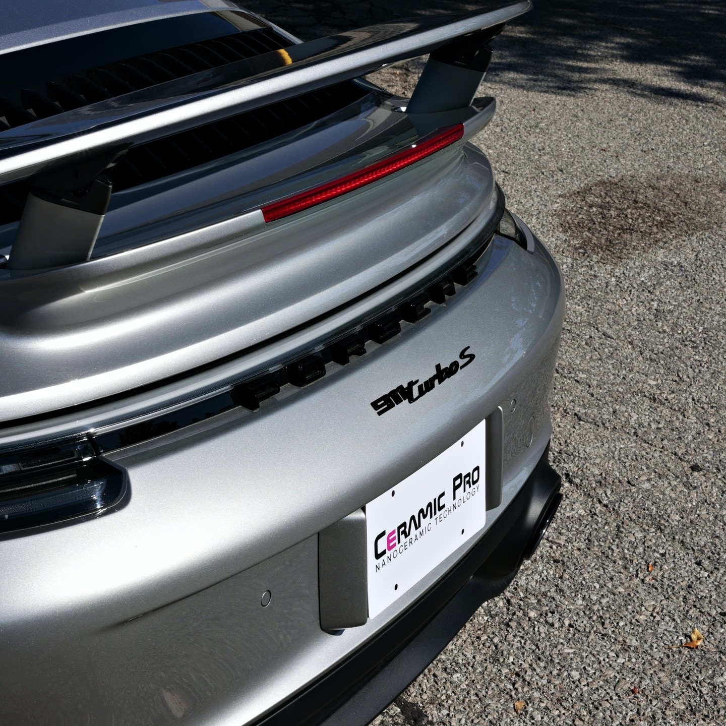 Porsche 911 Turbo S rear badging close-up